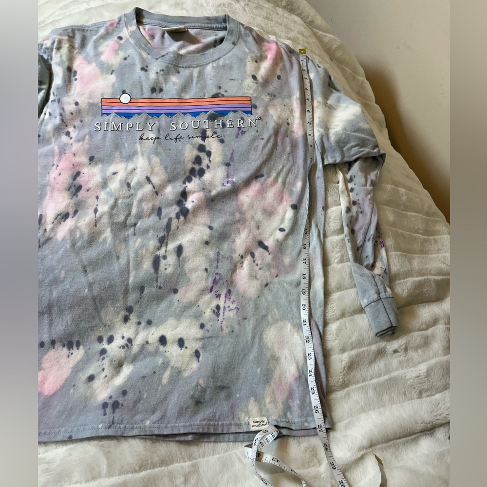 Simply Southern L Goldendoodle Bleach Dye Grunge Camping Long Sleeve Fall Tee - Picture 7 of 10